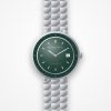 Montre automatique homme Atlas Vert Horlova – vue de face, cadran vert émeraude, lunette graduée, bracelet acier