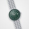 Montre automatique homme Atlas Vert Horlova – vue de trois-quarts, cadran vert émeraude, lunette graduée, bracelet acier