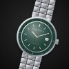 Montre automatique homme Atlas Vert Horlova – sur fond noir, cadran vert émeraude, lunette graduée, bracelet acier