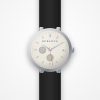 Montre chronographe homme Médina Horlova – vue de face, cadran crème à compteurs, bracelet cuir noir