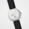 Montre chronographe homme Médina Horlova – vue de trois-quarts, cadran crème à compteurs, bracelet cuir noir