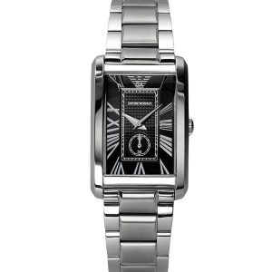 Montre femme Emporio Armani 25 mm réf. AR1638, bracelet acier, mouvement quartz – vue de face | Horlova Maroc