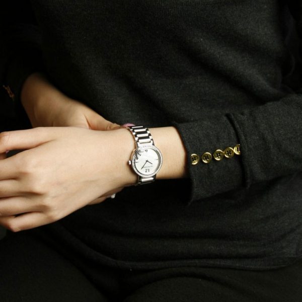 Montre femme Emporio Armani réf. AR0746, mouvement quartz, boîtier 28 mm, acier inoxydable – vue principale, Horlova Maroc