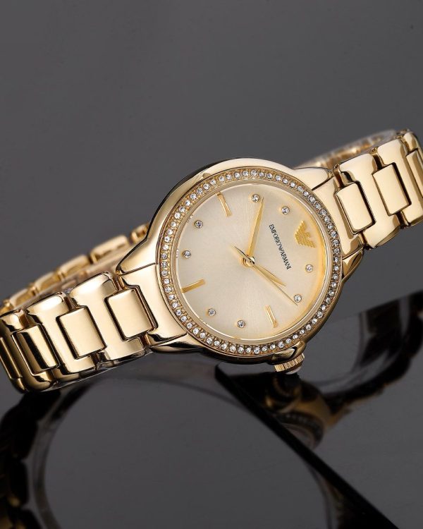 Montre femme Emporio Armani réf. AR11609, mouvement quartz, boîtier 32 mm, acier inoxydable, cuir – troisième vue
