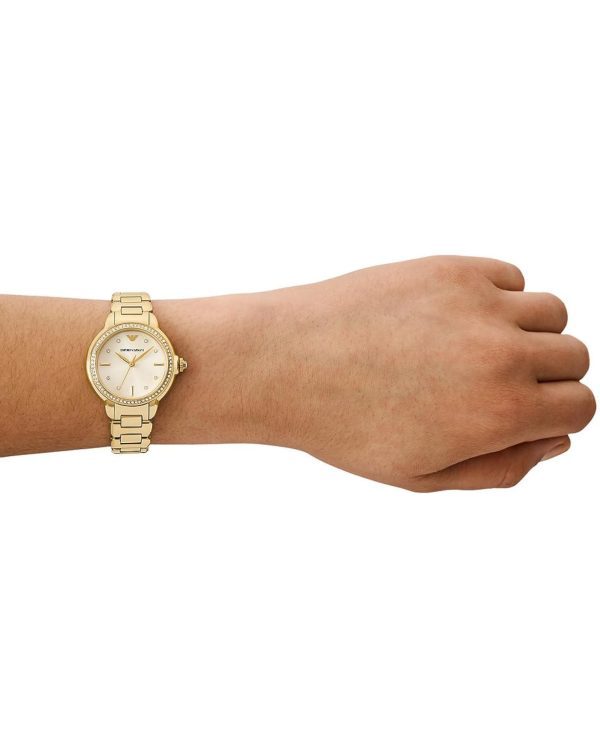 Montre femme Emporio Armani réf. AR11609, mouvement quartz, boîtier 32 mm, acier inoxydable, cuir – quatrième vue