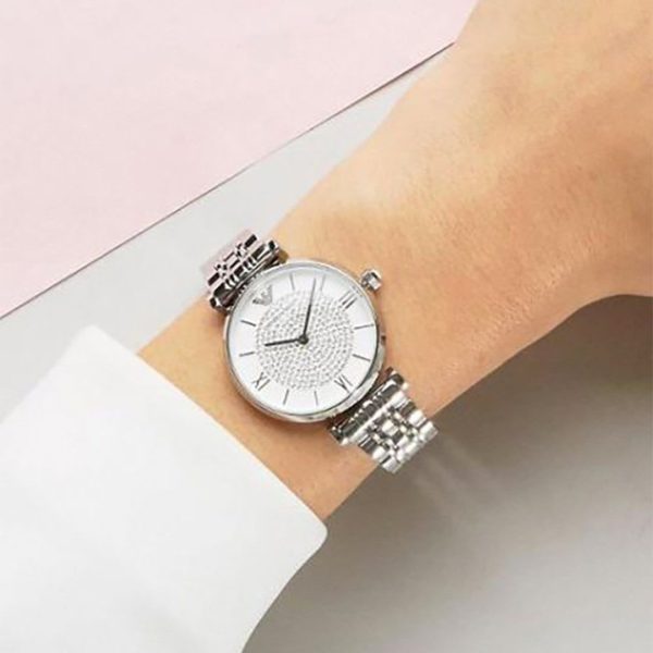 Montre femme Emporio Armani réf. AR1925, mouvement quartz, boîtier 32 mm, acier inoxydable, verre minéral – troisième vue