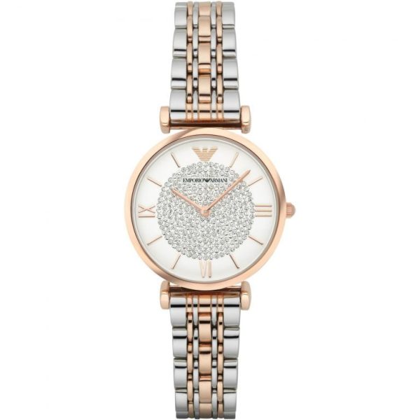 Montre femme Emporio Armani 32 mm réf. AR1926, bracelet acier, mouvement quartz – vue de face | Horlova Maroc