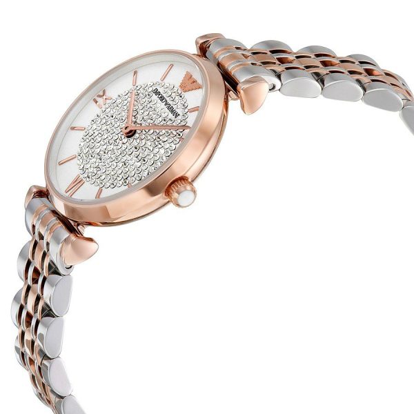Montre femme Emporio Armani 32 mm réf. AR1926, bracelet acier, mouvement quartz – vue de trois-quarts