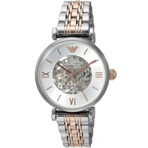 Montre femme Emporio Armani 32 mm réf. AR1992, cadran argenté, bracelet acier – autre angle