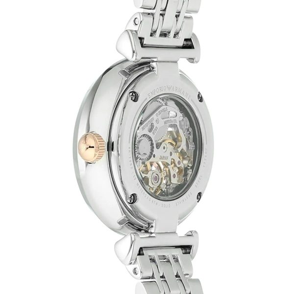 Montre femme Emporio Armani 32 mm réf. AR1992, cadran argenté, bracelet acier – vue rapprochée