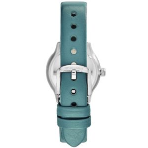 Montre femme Emporio Armani Alpha Xsmall Turquoise réf. AR1804, cadran bleu, bracelet cuir – vue de trois-quarts