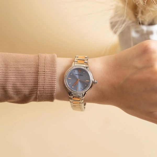 Montre femme Emporio Armani Bleutée réf. AR11597, mouvement quartz, boîtier 32 mm, acier inoxydable – vue principale, Horlova Maroc