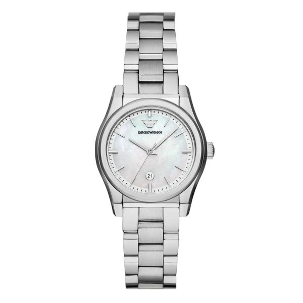 Montre femme Emporio Armani Federica 32 mm réf. AR11557, bracelet acier, mouvement quartz – vue de face | Horlova Maroc