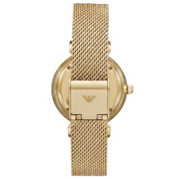 Montre femme Emporio Armani Gianni Bar 32 mm réf. AR11321, cadran nacré, bracelet acier – vue de trois-quarts