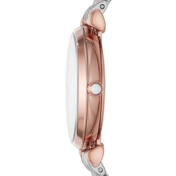 Montre femme Emporio Armani Gianni Bar 32 mm réf. AR80035, cadran blanc, mouvement quartz – autre angle