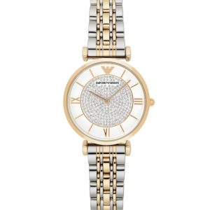Montre femme Emporio Armani Gianni Bar 32 mm réf. AR8031, cadran blanc, mouvement quartz – vue de face | Horlova Maroc