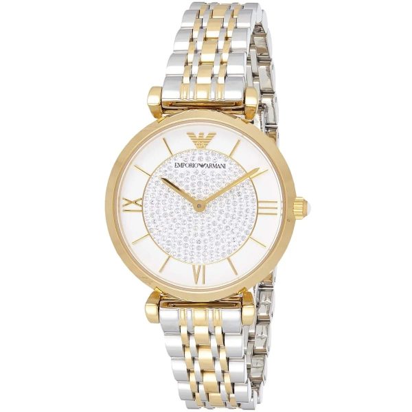 Montre femme Emporio Armani Gianni Bar 32 mm réf. AR8031, cadran blanc, mouvement quartz – autre angle
