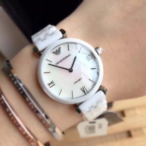 Montre femme Emporio Armani Giannti Bar réf. AR1485, mouvement quartz, boîtier 30 mm, céramique – vue principale, Horlova Maroc