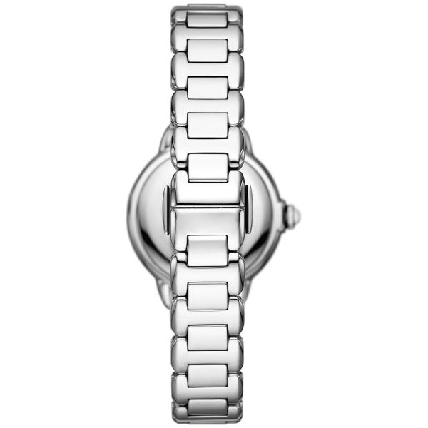 Montre femme Emporio Armani Mia 32 mm réf. AR11596, cadran blanc, bracelet acier – vue de trois-quarts