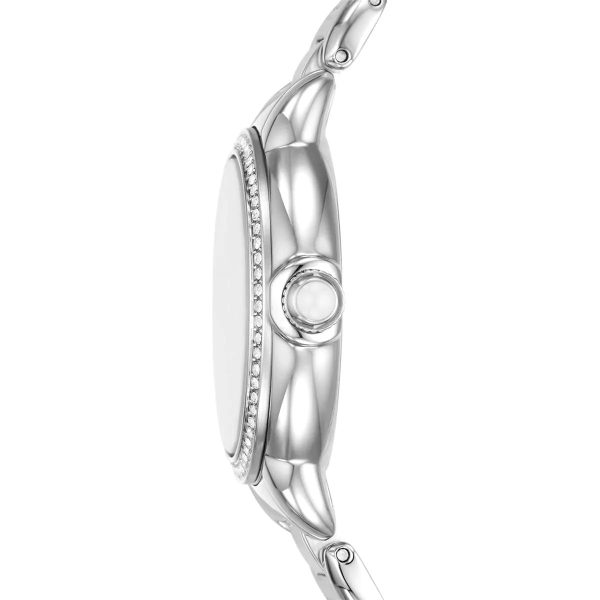 Montre femme Emporio Armani Mia 32 mm réf. AR11596, cadran blanc, bracelet acier – autre angle