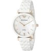 Montre femme Emporio Armani Ontre 32 mm réf. AR1486, cadran blanc, mouvement quartz – vue de trois-quarts