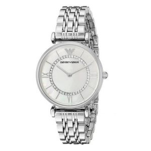Montre femme Emporio Armani Retro réf. AR1908, mouvement quartz, acier inoxydable – vue principale, Horlova Maroc
