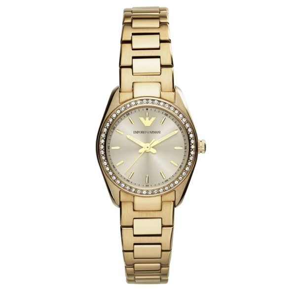 Montre femme Emporio Armani Tazio Small 26 mm réf. AR6031, cadran gris, mouvement quartz – vue de face | Horlova Maroc