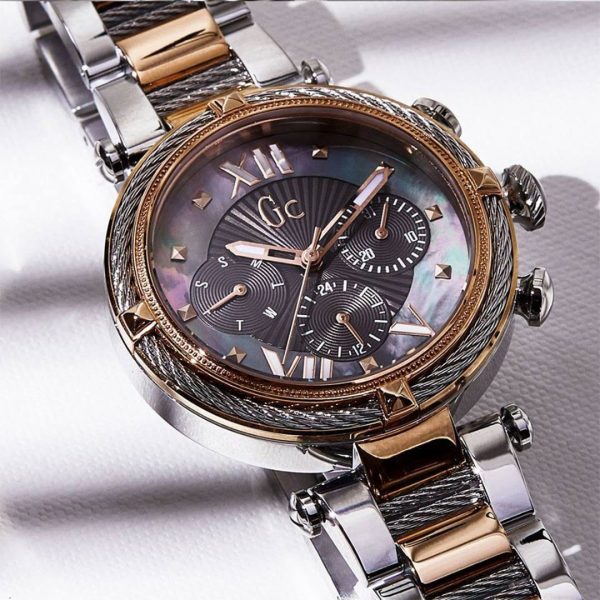 Montre femme Gc Cablechic réf. Y16015L5, mouvement quartz, acier inoxydable, verre saphir – vue principale, Horlova Maroc