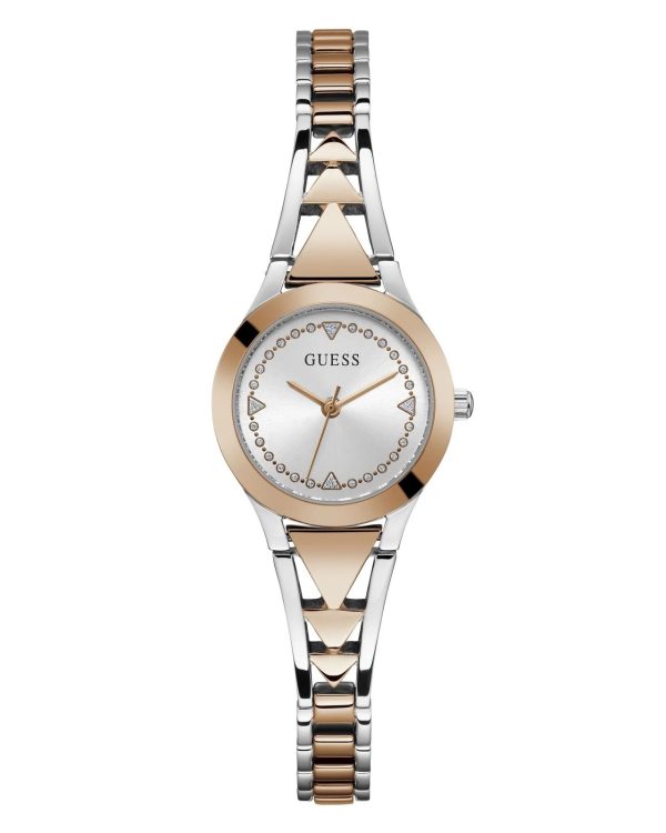 Montre femme Guess 26 mm réf. GW0609L3, cadran argenté, mouvement quartz – vue de face | Horlova Maroc