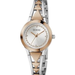 Montre femme Guess 26 mm réf. GW0609L3, cadran argenté, mouvement quartz – vue de trois-quarts