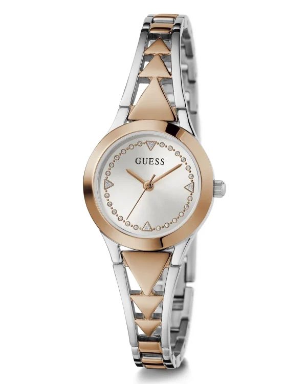 Montre femme Guess 26 mm réf. GW0609L3, cadran argenté, mouvement quartz – vue de trois-quarts