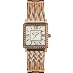 Montre femme Guess 28 mm réf. W0826L3, bracelet acier, mouvement quartz – vue de face | Horlova Maroc
