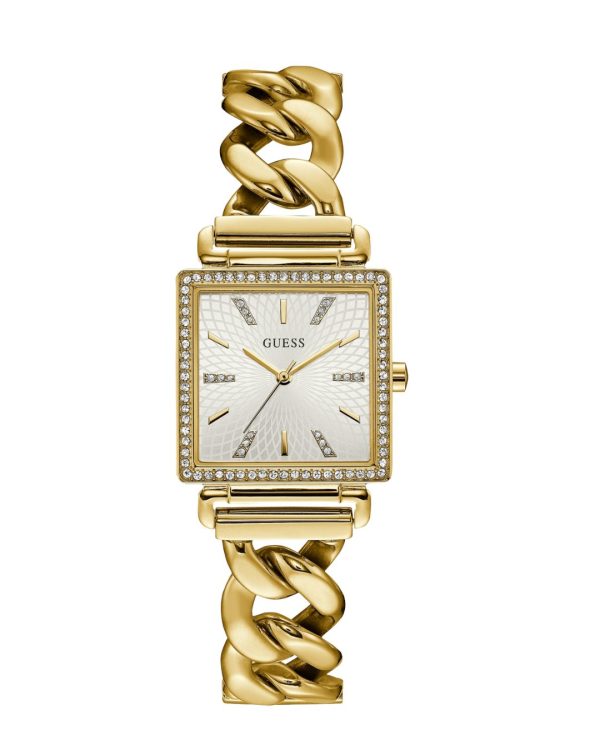 Montre femme Guess 28 mm réf. W1030L2, bracelet acier, mouvement quartz – vue de face | Horlova Maroc