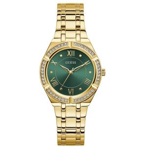 Montre femme Guess 36 mm réf. GW0033L8, bracelet acier, mouvement quartz – vue de face | Horlova Maroc