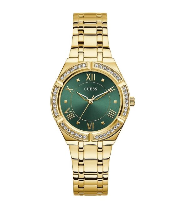 Montre femme Guess 36 mm réf. GW0033L8, bracelet acier, mouvement quartz – vue de face | Horlova Maroc