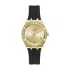 Montre femme Guess 36 mm réf. GW0034L1, cadran doré, bracelet silicone, mouvement quartz – autre angle