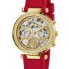 Montre femme Guess 36 mm réf. GW0484L1, cadran squelette, bracelet silicone, mouvement quartz chronographe – vue de face | Horlova Maroc