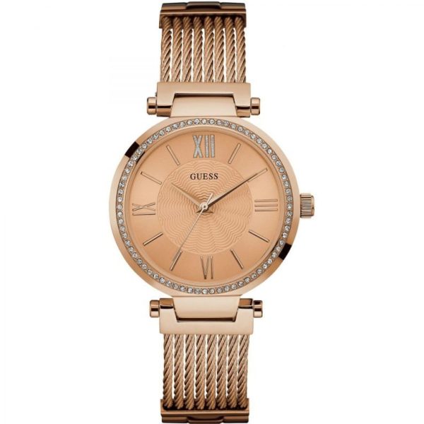 Montre femme Guess réf. W0638L4, mouvement quartz, boîtier 37 mm, acier inoxydable – vue principale, Horlova Maroc