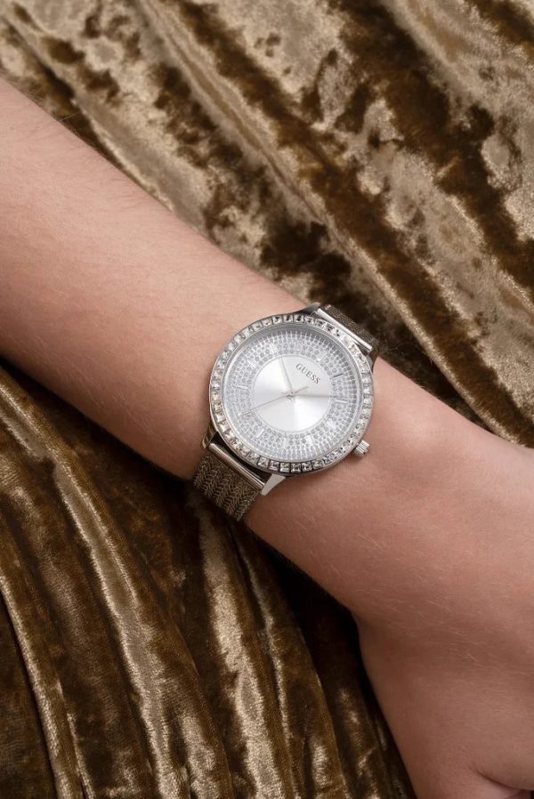Montre femme Guess réf. GW0402L1, boîtier 38 mm, acier inoxydable, verre minéral, étanche 30 m – vue principale, Horlova Maroc