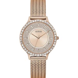 Montre femme Guess 38 mm réf. GW0402L3, bracelet acier, mouvement quartz – vue de face | Horlova Maroc