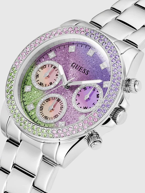 Montre femme Guess réf. GW0483L1, chronographe quartz, boîtier 38 mm, acier inoxydable – troisième vue
