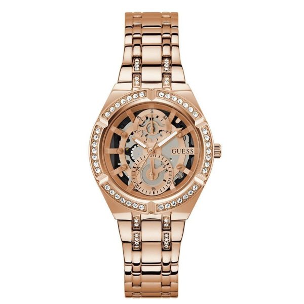 Montre femme Guess Allara 36 mm réf. GW0604L3, bracelet acier, mouvement quartz – vue de face | Horlova Maroc