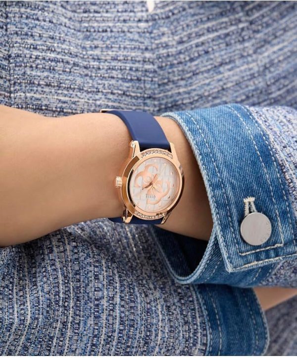 Montre femme Guess Annette réf. GW0860L2, mouvement quartz, boîtier 36 mm, silicone, étanche 30 m – vue principale, Horlova Maroc