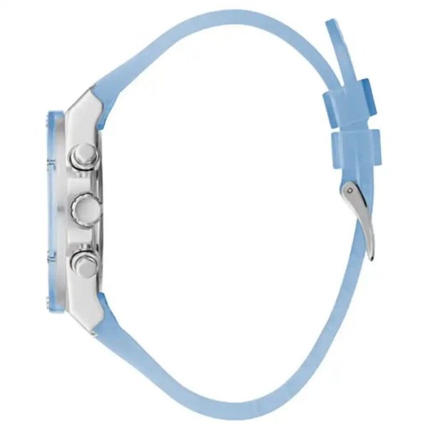 Montre femme Guess Athena 39 mm réf. GW0409L1, cadran bleu, bracelet silicone – autre angle