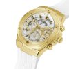Montre femme Guess Athena 39 mm réf. GW0409L2, cadran argenté, bracelet silicone – vue rapprochée