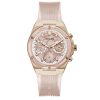 Montre femme Guess Athena 39 mm réf. GW0409L3, cadran rose, bracelet silicone, mouvement quartz – vue de face | Horlova Maroc