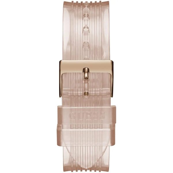 Montre femme Guess Athena 39 mm réf. GW0409L3, cadran rose, bracelet silicone – autre angle