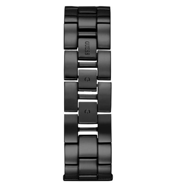 Montre femme Guess Black réf. W0826L4, cadran gris, bracelet acier, mouvement quartz – vue de trois-quarts