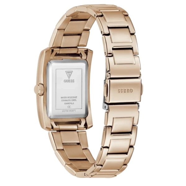 Montre femme Guess Bonnie 27 mm réf. GW0874L3, cadran blanc, bracelet acier, mouvement quartz – autre angle