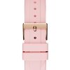 Montre femme Guess Brillant 38 mm réf. GW0032L4, cadran rose, bracelet silicone – vue de trois-quarts